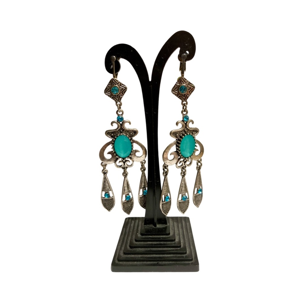 Turquoise and Silver Dangle Earrings